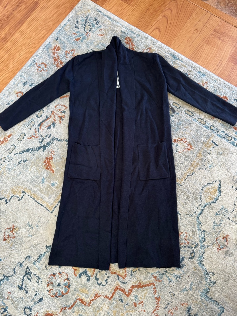 Max Sport Long Black Open Front Cardigan
